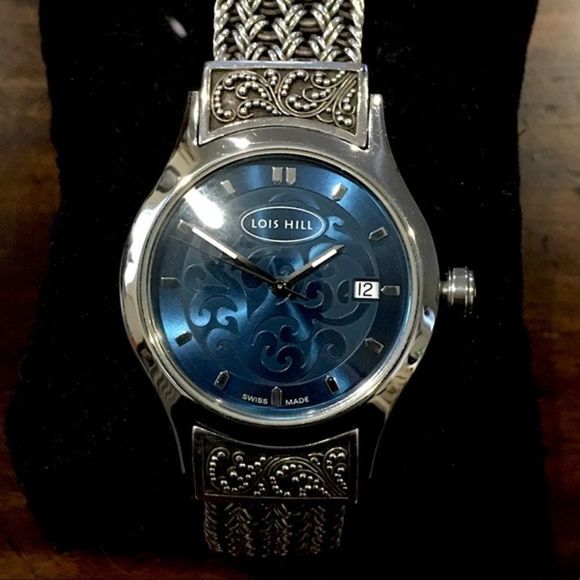LOIS HILL Sterling Silver Watch Blue Face - Picture 7 of 13